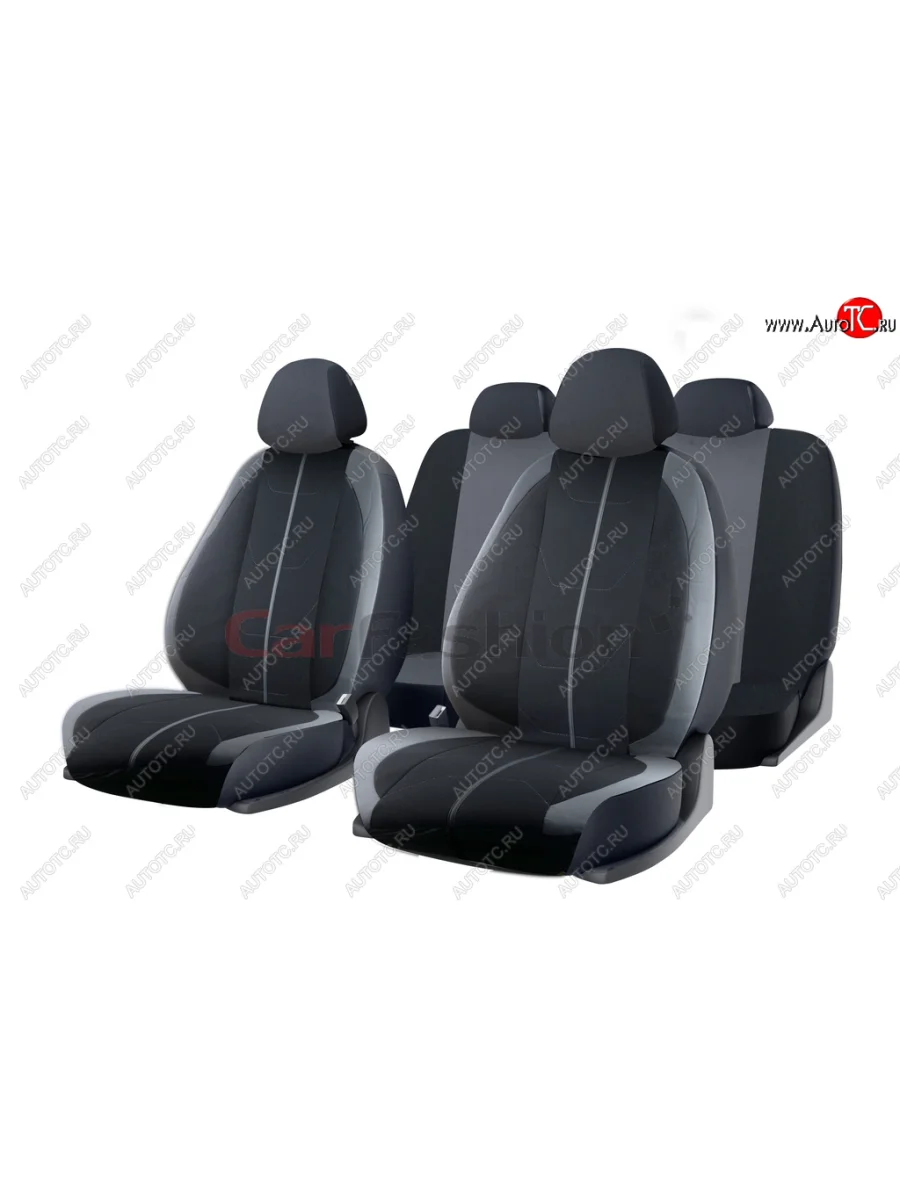 Универсальные чехлы сидений (майка, 11 предм., полиэстер) Bravo CARFASHION Nissan Qashqai 2 J11 дорестайлинг (2013-2019) (т.серые-св.серые)  с доставкой в г. Керчь