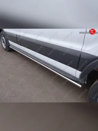 Защита порогов труба d42,4 мм ТСС Тюнинг (серые) Ford Transit цельнометаллический фургон (2014-2022)