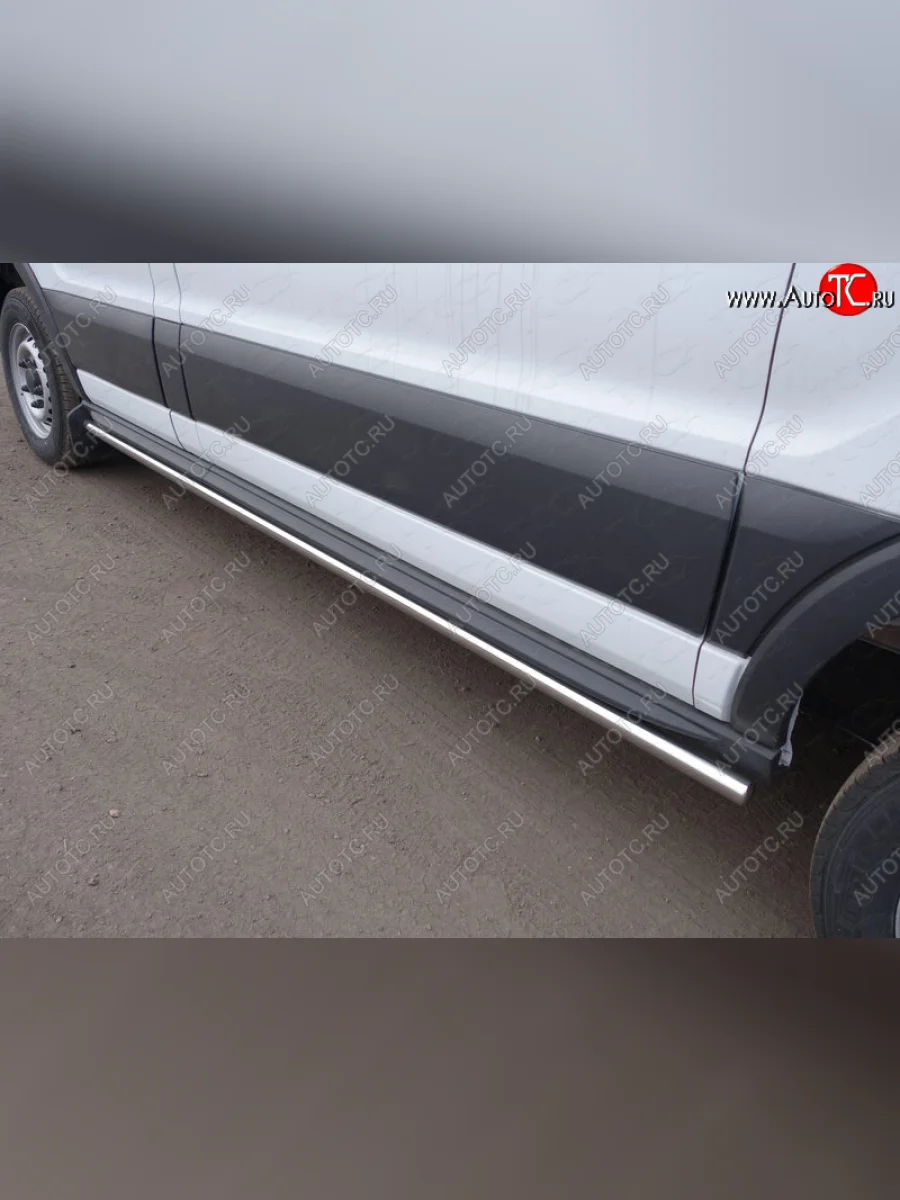 Защита порогов труба d42,4 мм ТСС Тюнинг Ford Transit цельнометаллический фургон (2014-2022) (серые)  в Перми Пермском крае