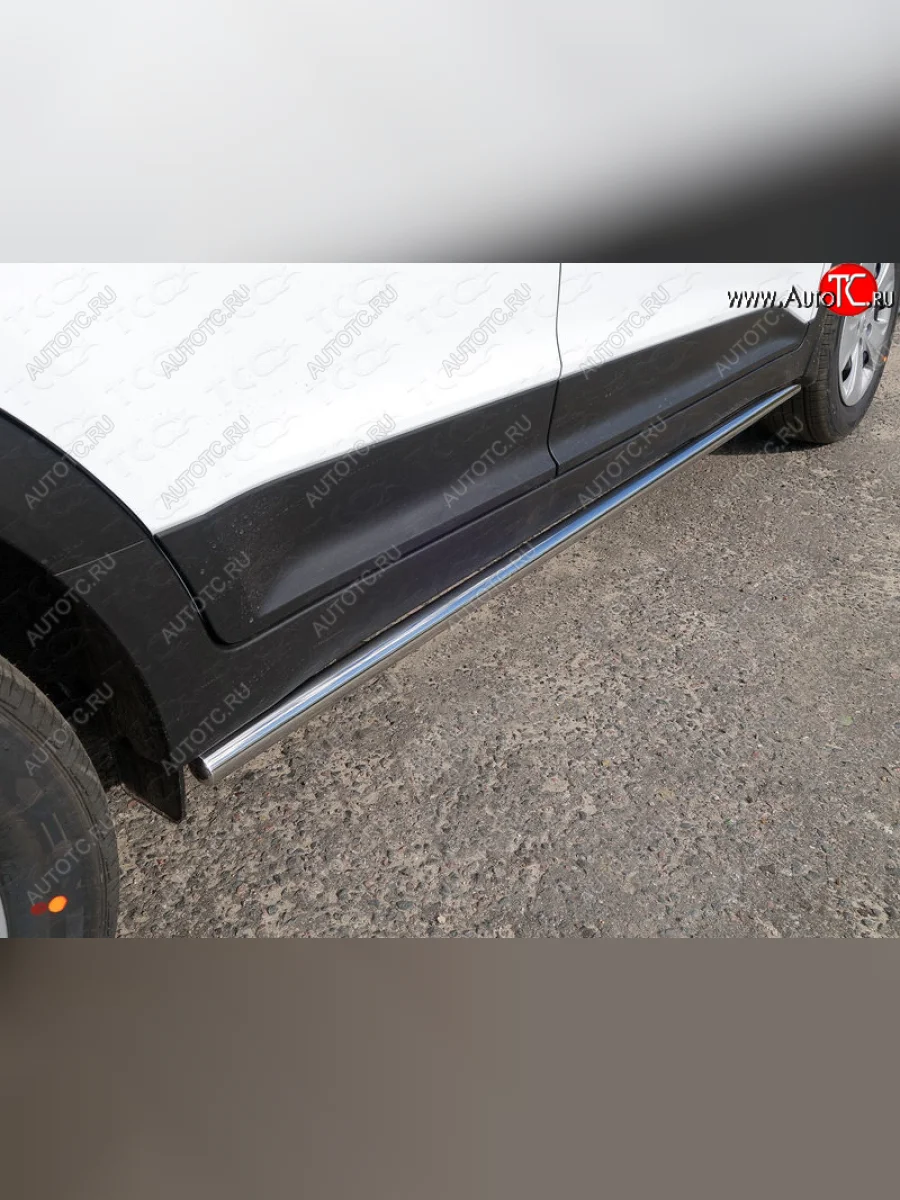Защита порогов труба d42,4 мм ТСС Тюнинг Hyundai Creta GS рестайлинг (2019-2021) (серые)  в Перми Пермском крае