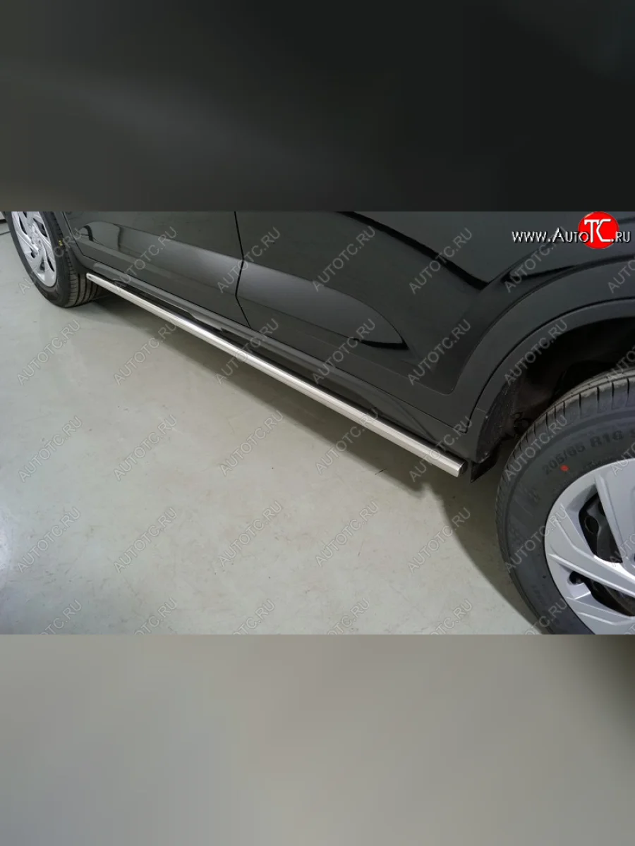 Защита порогов труба d42,4 мм ТСС Тюнинг Hyundai Creta SU (2020-2022) (серые)  в Перми Пермском крае