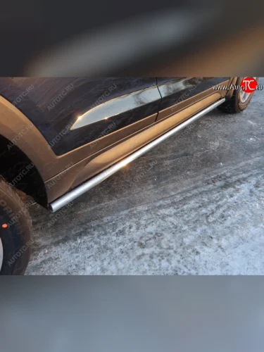Защита порогов труба d42,4 мм ТСС Тюнинг (серые) Hyundai Tucson TL дорестайлинг (2015-2018)