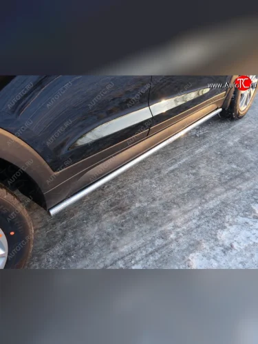 Защита порогов труба d42,4 мм ТСС Тюнинг (серые) Hyundai Tucson TL рестайлинг (2018-2021)