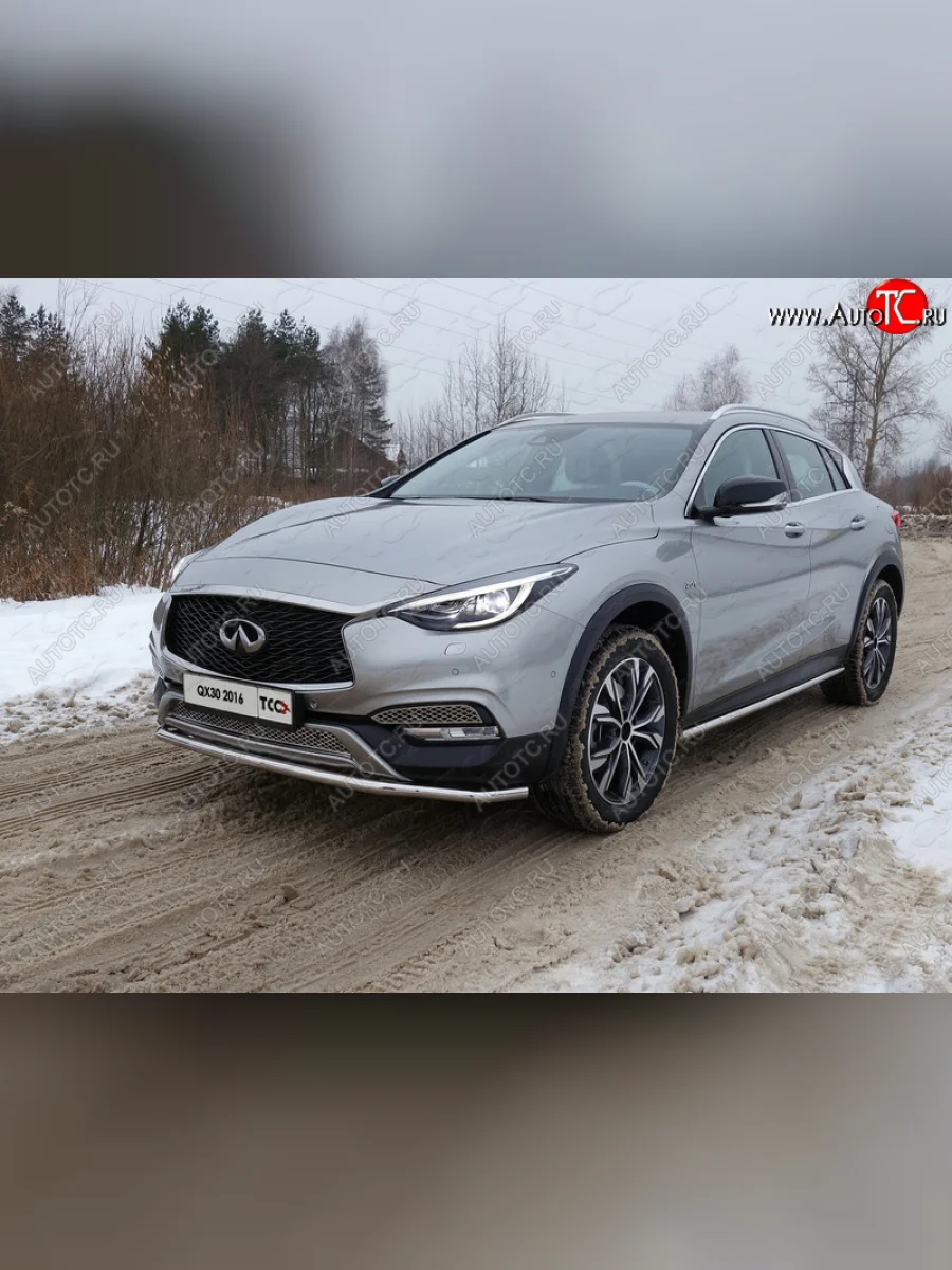 Защита порогов труба d42,4 мм ТСС Тюнинг  INFINITI QX30 (2016-2020) H15E (серые)  в Воронеже Воронежской области