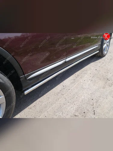 Защита порогов труба d42,4 мм ТСС Тюнинг (серые) INFINITI Qx50 J50 рестайлинг (2015-2018)