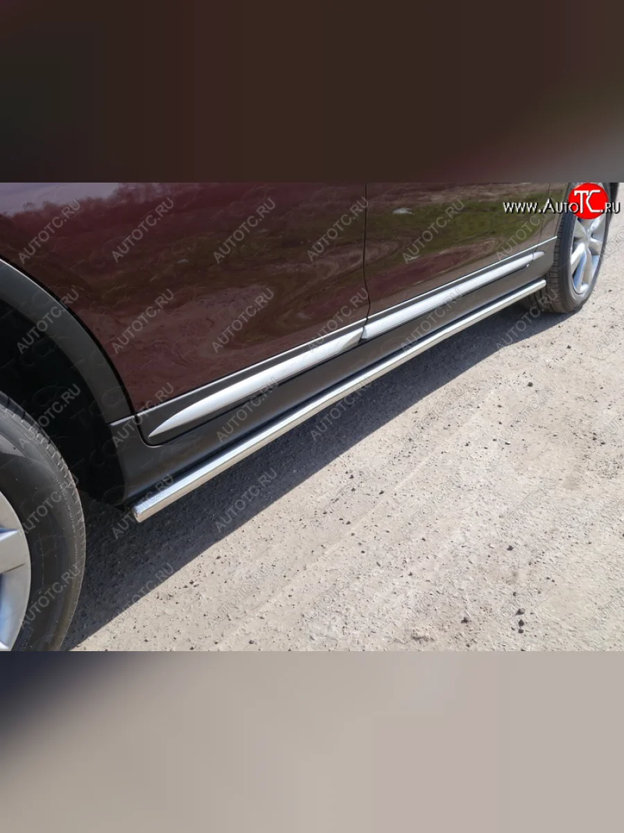 Защита порогов труба d42,4 мм ТСС Тюнинг INFINITI Qx50 J50 рестайлинг (2015-2018) (серые)  в Перми Пермском крае