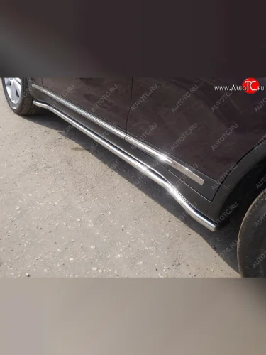 Защита порогов труба d42,4 мм ТСС Тюнинг (серые) INFINITI QX70 S51 (2013-2020)