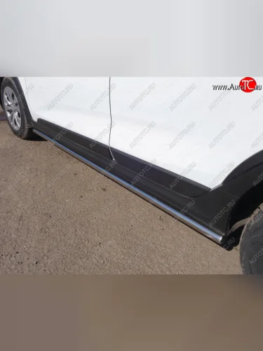 Защита порогов труба d42,4 мм ТСС Тюнинг (серые) KIA Rio X-line (2017-2021)