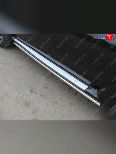 Защита порогов труба d42,4 мм ТСС Тюнинг (серые) Nissan Terrano D10 дорестайлинг (2013-2016)