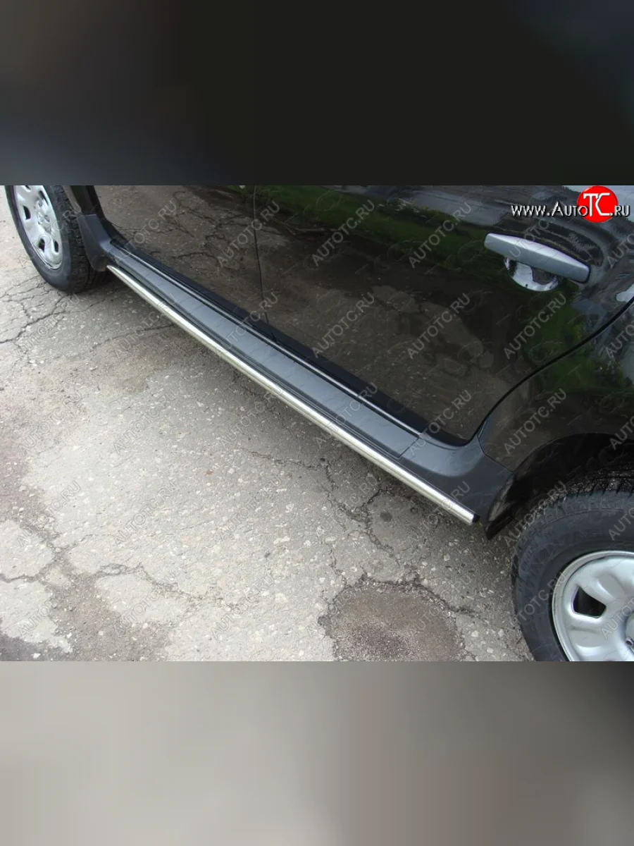 Защита порогов труба d42,4 мм ТСС Тюнинг Renault Duster HS дорестайлинг (2010-2015) (серые)  в Самаре Самарской области