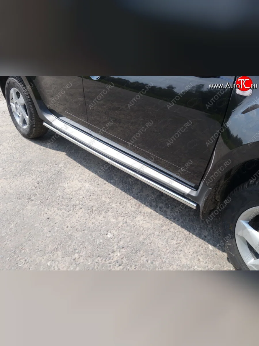 Защита порогов труба d42,4 мм ТСС Тюнинг Renault Duster HS рестайлинг (2015-2021) (серые)  в Керчи Республика Крым