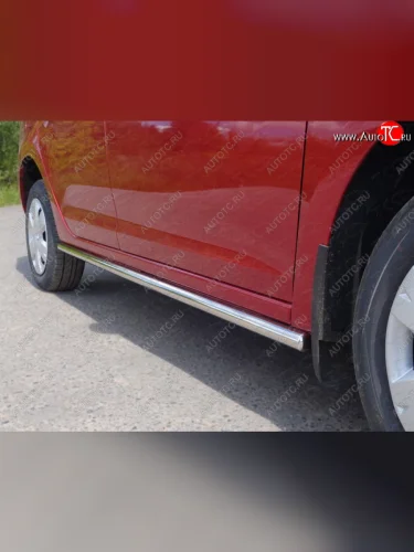 Защита порогов труба d42,4 мм ТСС Тюнинг (серые) Renault Logan 2 дорестайлинг (2014-2018)