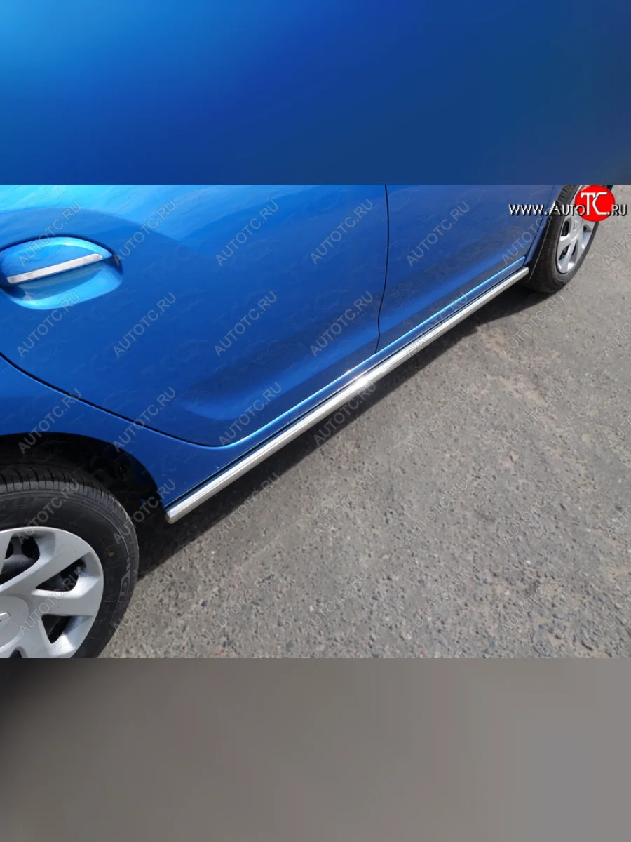 Защита порогов труба d42,4 мм ТСС Тюнинг Renault Sandero 2 дорестайлинг (2014-2018) (серые)  в Керчи Республика Крым