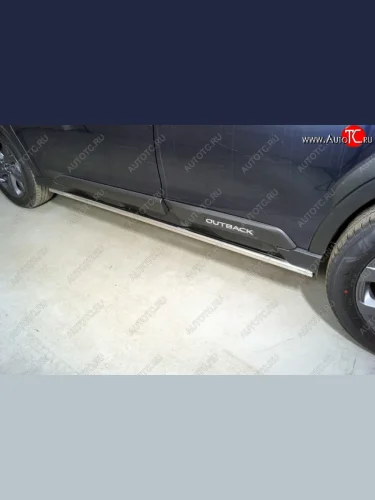 Защита порогов труба d42,4 мм ТСС Тюнинг (серые) Subaru Outback  BT (2019-2025) универсал