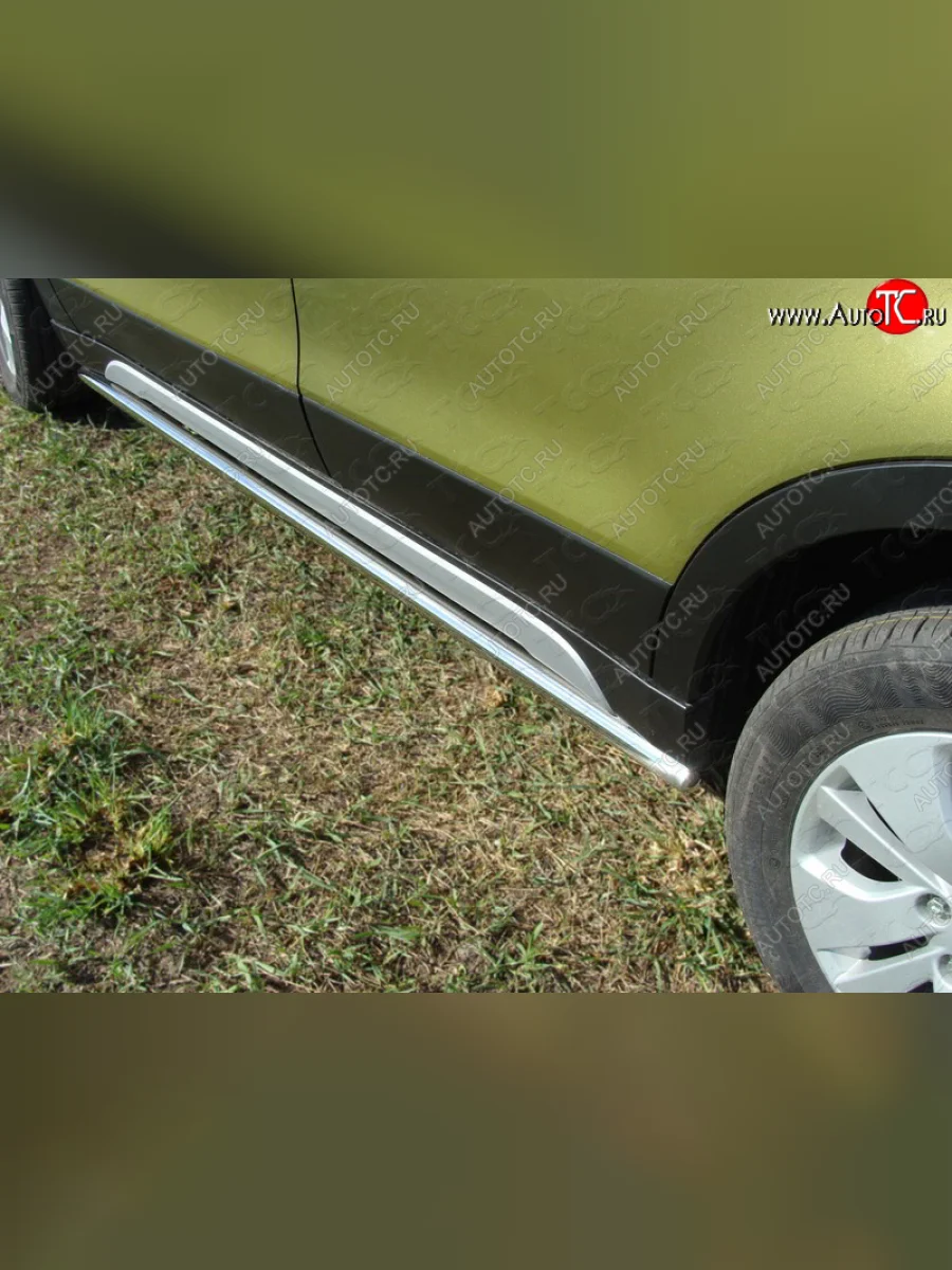 Защита порогов труба d42,4 мм ТСС Тюнинг Suzuki SX4 JYB, JYA хэтчбэк дорестайлинг (2013-2016) (серые)  в Керчи Республика Крым