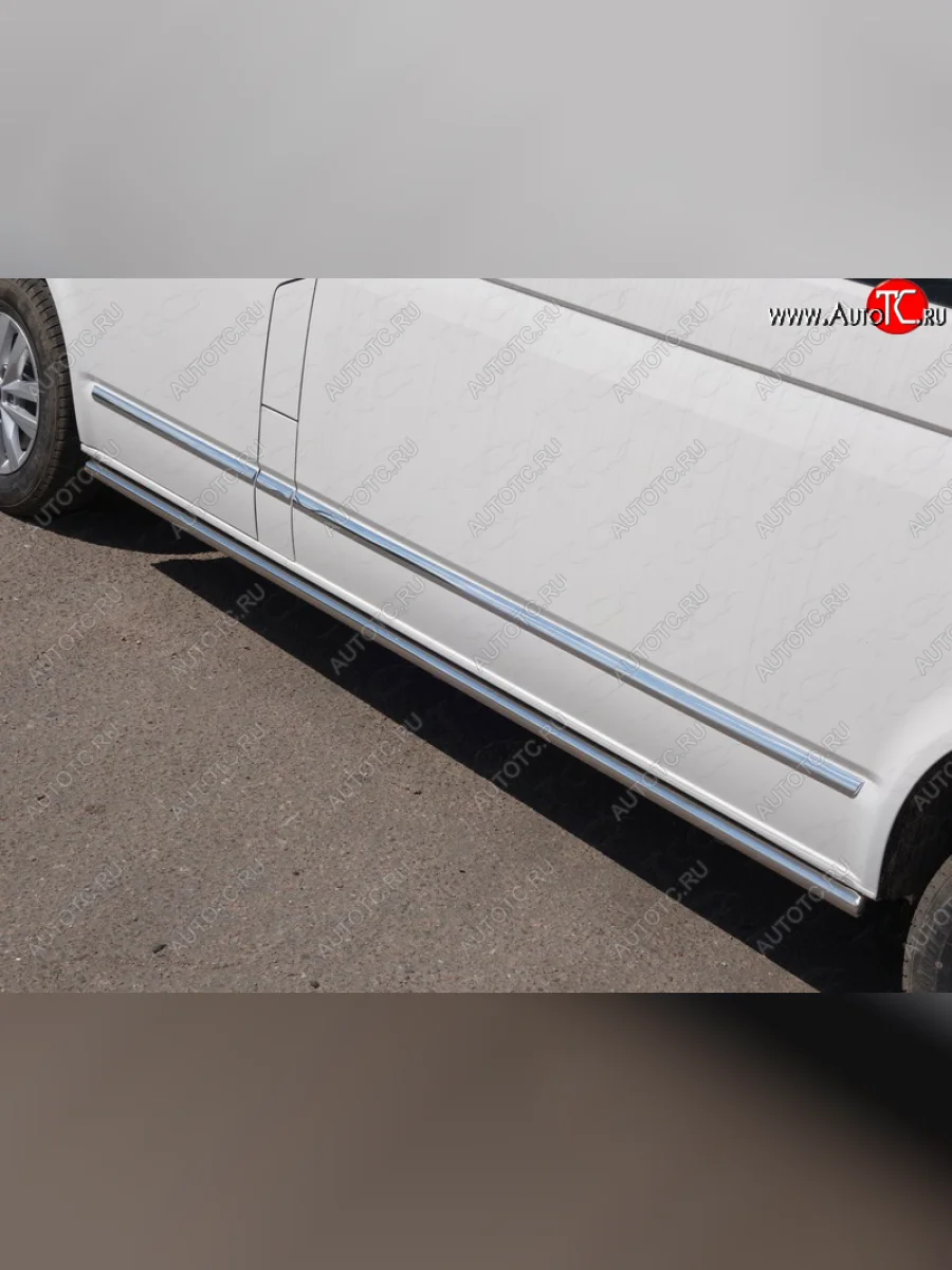 Защита порогов труба d42,4 мм ТСС Тюнинг Volkswagen Caravelle T6 дорестайлинг (2015-2019) (серые)  в Самаре Самарской области