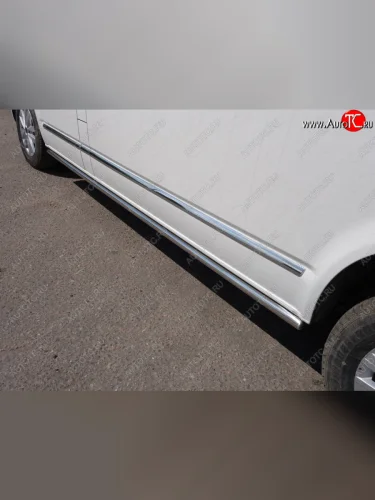 Защита порогов труба d42,4 мм ТСС Тюнинг (серые) Volkswagen Multivan T6 дорестайлинг (2016-2019)