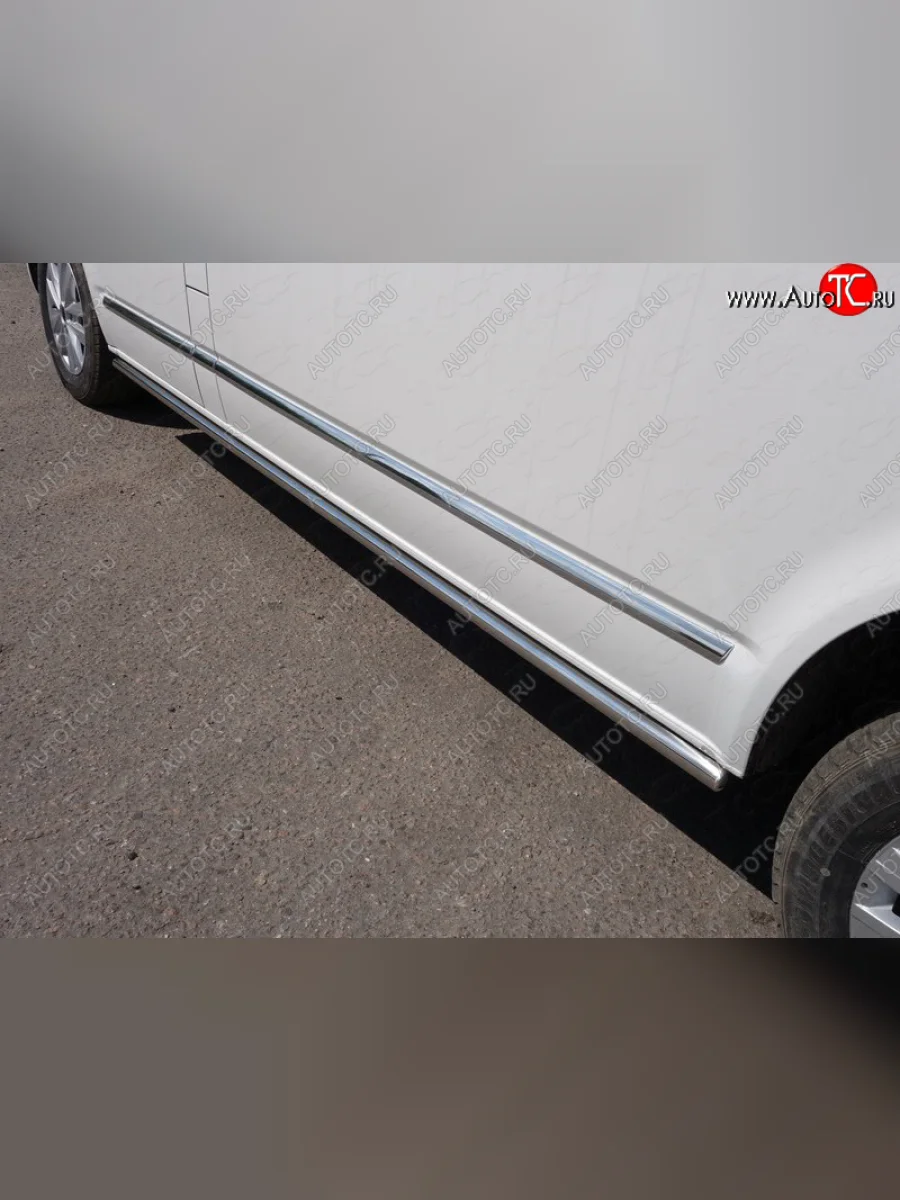 Защита порогов труба d42,4 мм ТСС Тюнинг Volkswagen Multivan T6 дорестайлинг (2016-2019) (серые)  в Керчи Республика Крым