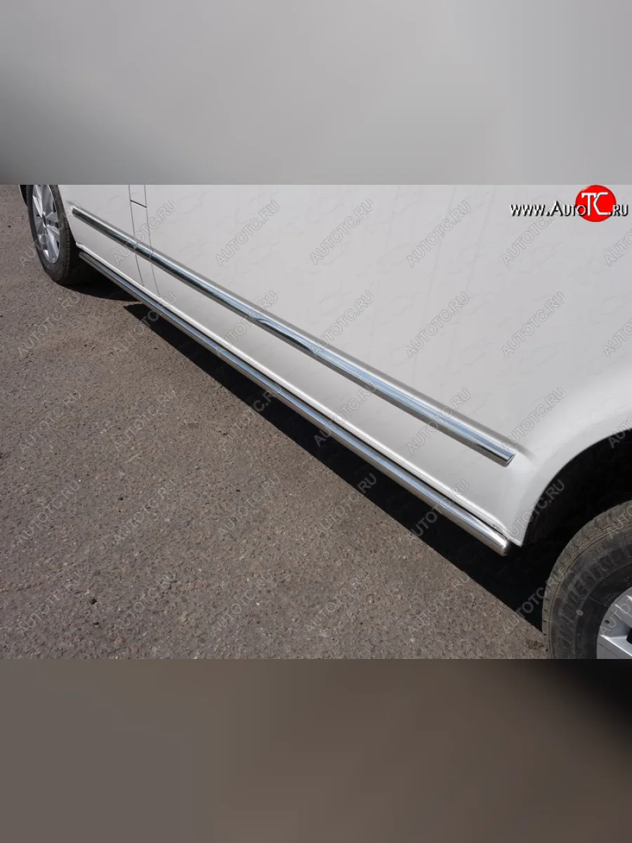 Защита порогов труба d50,8 мм ТСС Тюнинг Volkswagen Caravelle T6 дорестайлинг (2015-2019) (серые)  в Самаре Самарской области