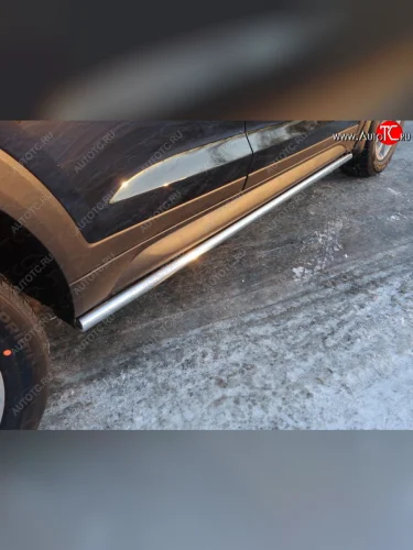 Защита порогов труба d50,8 мм ТСС Тюнинг (серые) Hyundai Tucson TL рестайлинг (2018-2021)