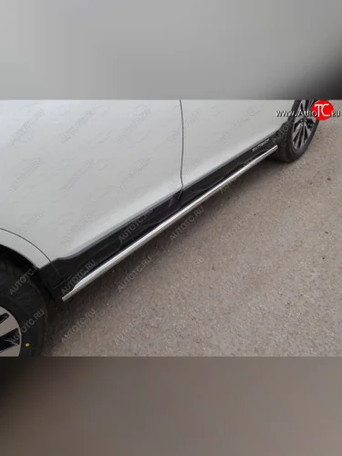 Защита порогов труба 50,8 мм укороченные ТСС Тюнинг (серые) Subaru Outback BS/B15 дорестайлинг универсал (2014-2018)