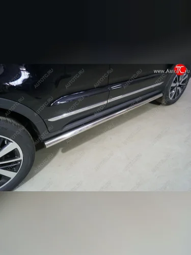 Защита порогов труба d60,3 мм ТСС Тюнинг (серые) Changan CS55 дорестайлинг (2017-2018)