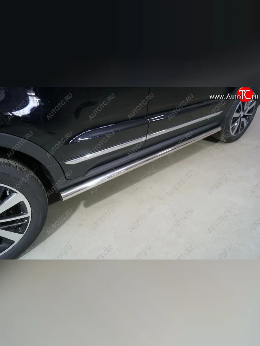Защита порогов труба d60,3 мм ТСС Тюнинг Changan CS55 дорестайлинг (2017-2018) (серые)  в Керчи Республика Крым