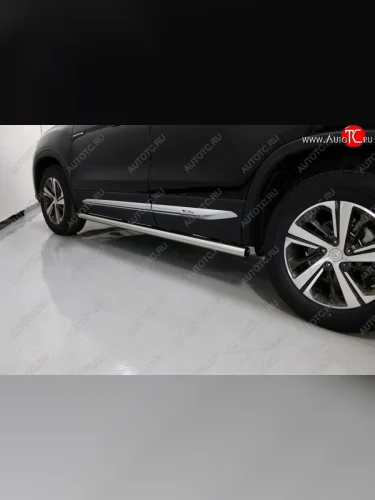 Защита порогов труба d60,3 мм ТСС Тюнинг (серые) Changan CS75 1-ый рестайлинг (2018-2022)