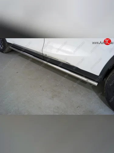 Защита порогов труба d60,3 мм ТСС Тюнинг (серые) EXEED TXL  дорестайлинг (2020-2021)