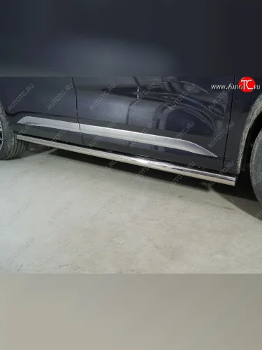 Защита порогов труба d60,3 мм ТСС Тюнинг (серые) EXEED VX дорестайлинг (2020-2023)