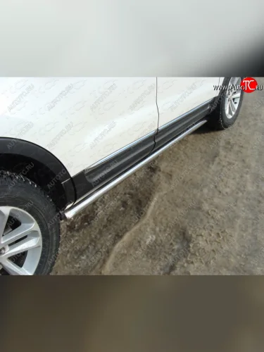 Защита порогов труба d60,3 мм ТСС Тюнинг (серые) Ford Explorer U502 дорестайлинг (2010-2016)