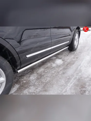 Защита порогов труба d60,3 мм ТСС Тюнинг (серые) Ford Explorer U502 1-ый рестайлинг, 5 дв. (2015-2018)