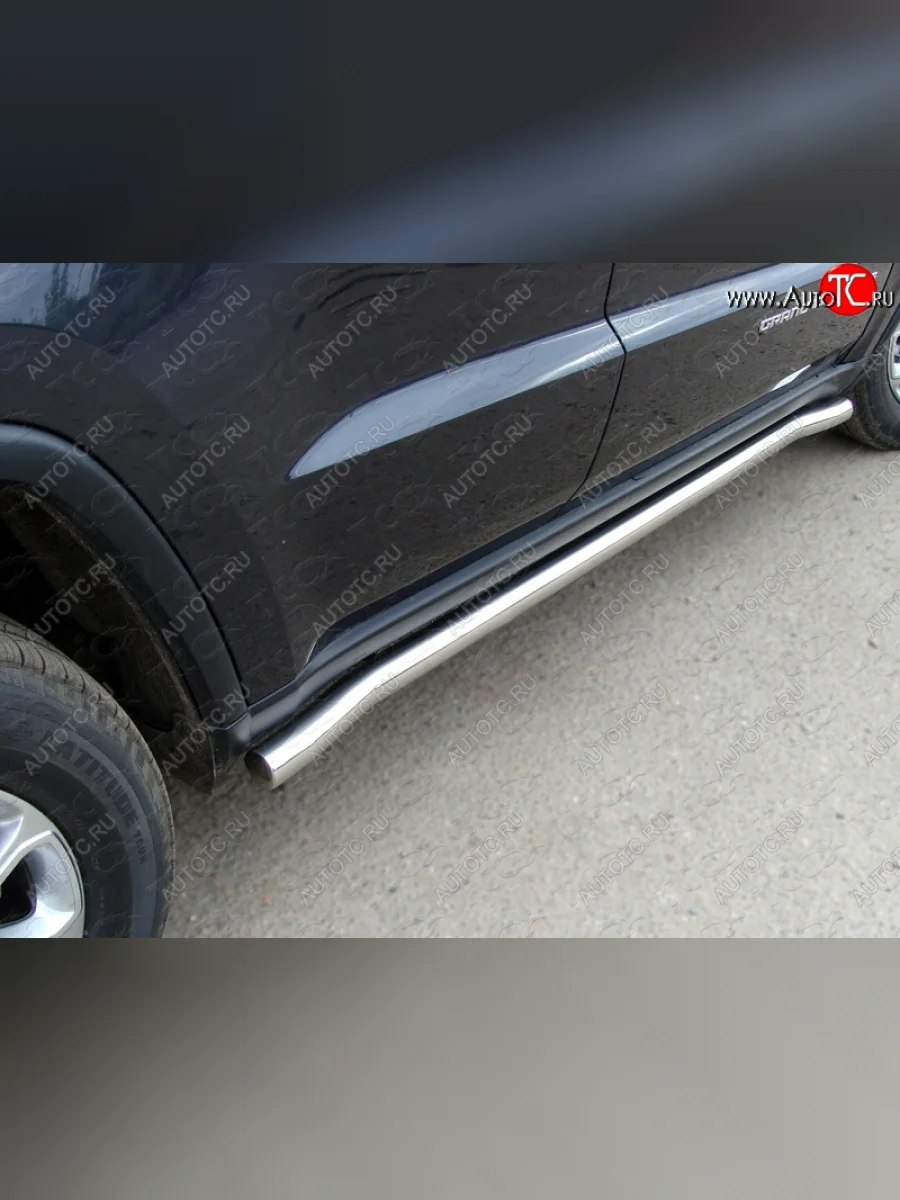 Защита порогов труба d60,3 мм ТСС Тюнинг Jeep Grand Cherokee WK2 1-ый рестайлинг (2013-2018) (серые)  в Керчи Республика Крым