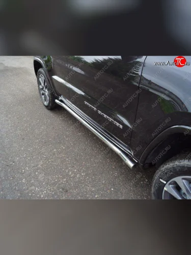 Защита порогов труба d60,3 мм ТСС Тюнинг (серые) Jeep Grand Cherokee WK2 2-ой рестайлинг (2017-2022)