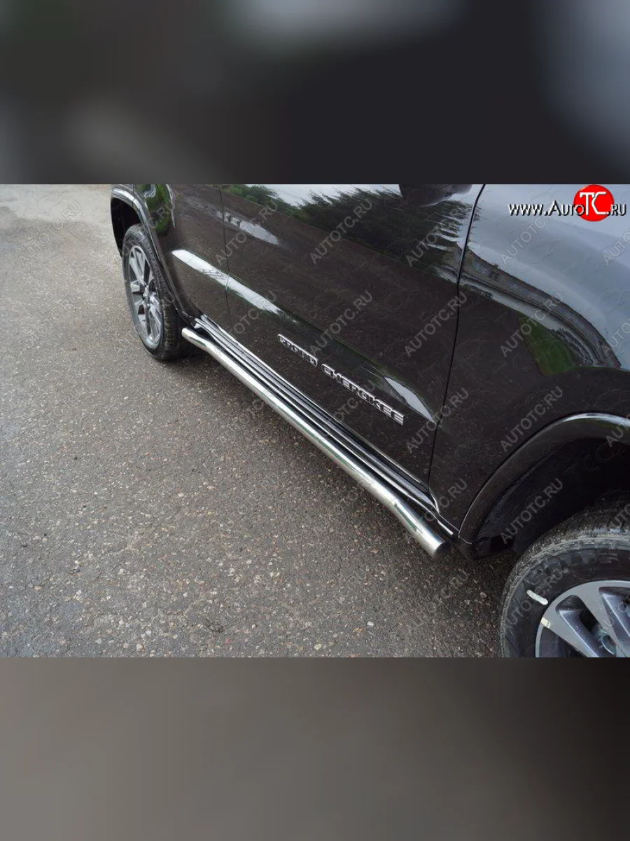 Защита порогов труба d60,3 мм ТСС Тюнинг Jeep Grand Cherokee WK2 2-ой рестайлинг (2017-2022) (серые)  в Воронеже Воронежской области