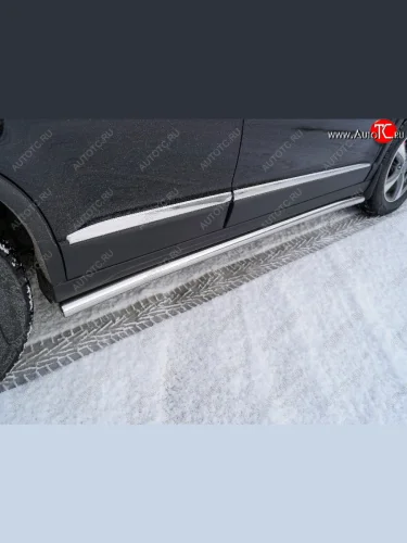 Защита порогов труба d60,3 мм ТСС Тюнинг (серые) Haval M6 (2021-2025)