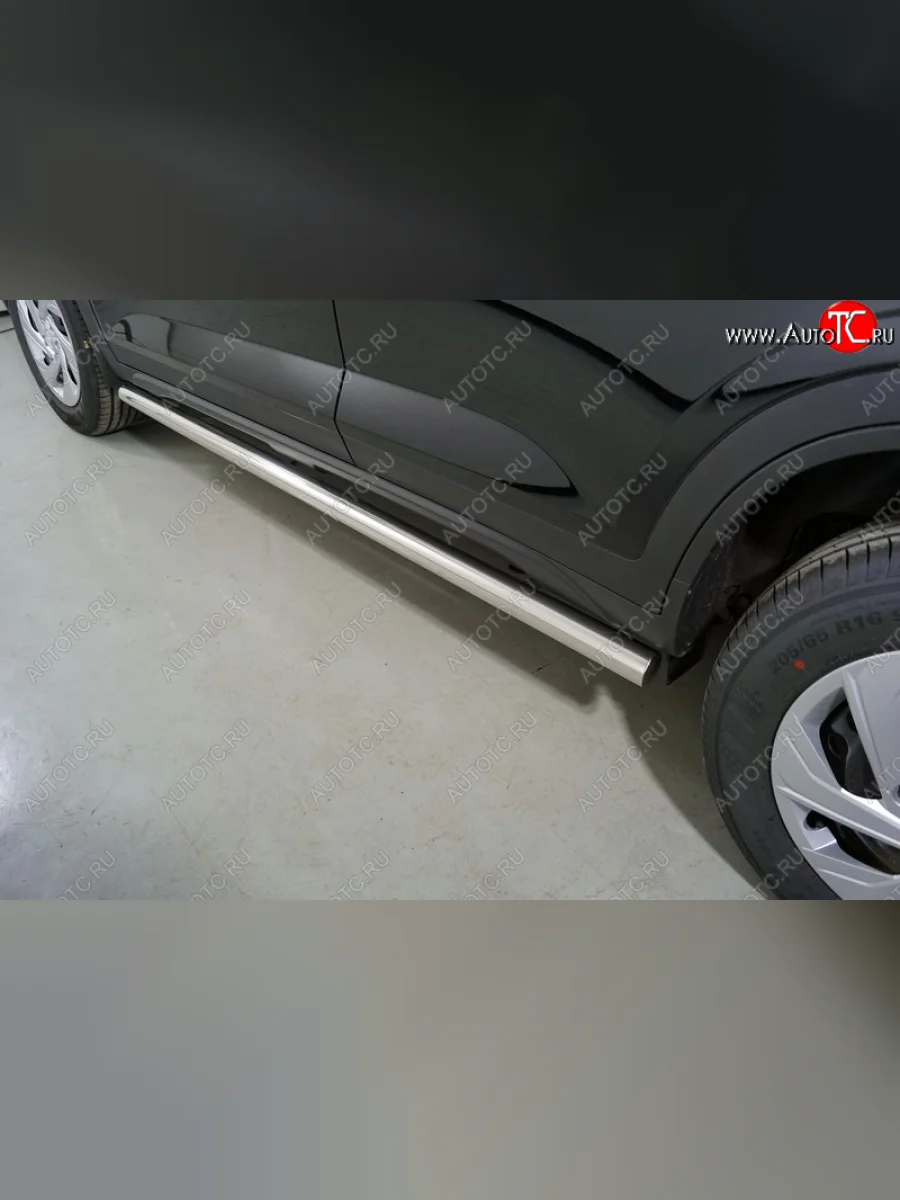Защита порогов труба d60,3 мм ТСС Тюнинг Hyundai Creta SU (2020-2022) (серые)  в Керчи Республика Крым