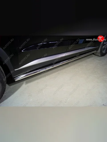 Защита порогов труба d60,3 мм ТСС Тюнинг (серые) Hyundai Palisade LX2 (2018-2022)