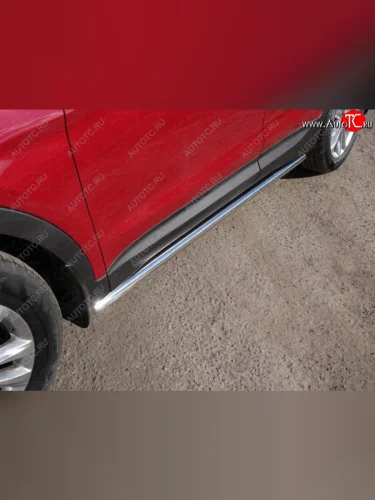 Защита порогов труба 60,3 мм Premium ТСС Тюнинг (серые) Hyundai Santa Fe DM рестайлинг (2015-2019)