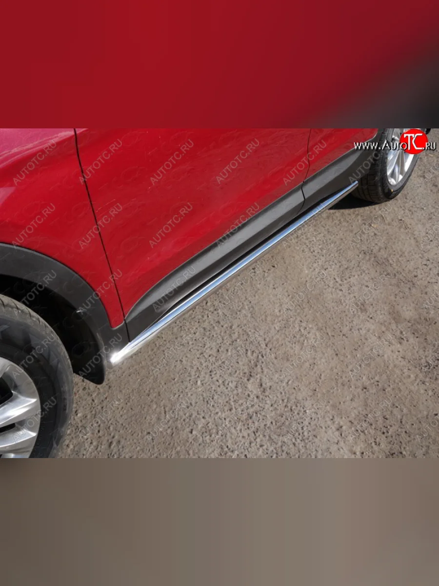 Защита порогов труба 60,3 мм Premium ТСС Тюнинг Hyundai Santa Fe DM рестайлинг (2015-2019) (серые)  в Перми Пермском крае