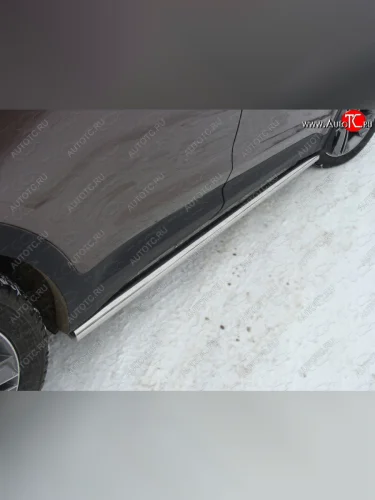 Защита порогов труба d60,3 мм ТСС Тюнинг (серые) Hyundai Grand Santa Fe  1 DM (2013-2016) дорестайлинг
