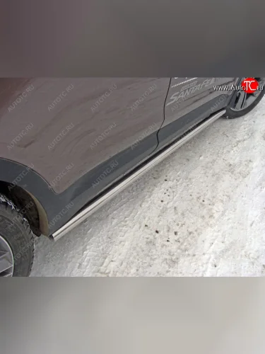 Защита порогов труба d60,3 мм ТСС Тюнинг (серые) Hyundai Grand Santa Fe  1 DM (2016-2018) рестайлинг