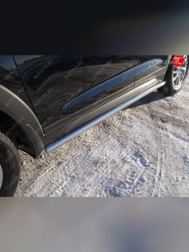 Защита порогов труба d60,3 мм ТСС Тюнинг (серые) Hyundai Tucson TL дорестайлинг (2015-2018)