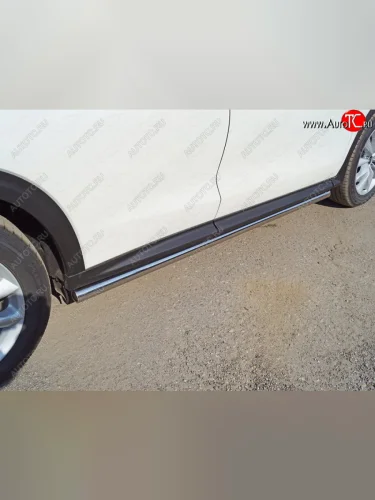 Защита порогов труба d60,3 мм ТСС Тюнинг (серые) INFINITI Qx50 J55 (2017-2022)