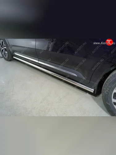 Защита порогов труба d60,3 мм ТСС Тюнинг (серые) KIA Carnival KA4 минивэн дорестайлинг (2020-2023)