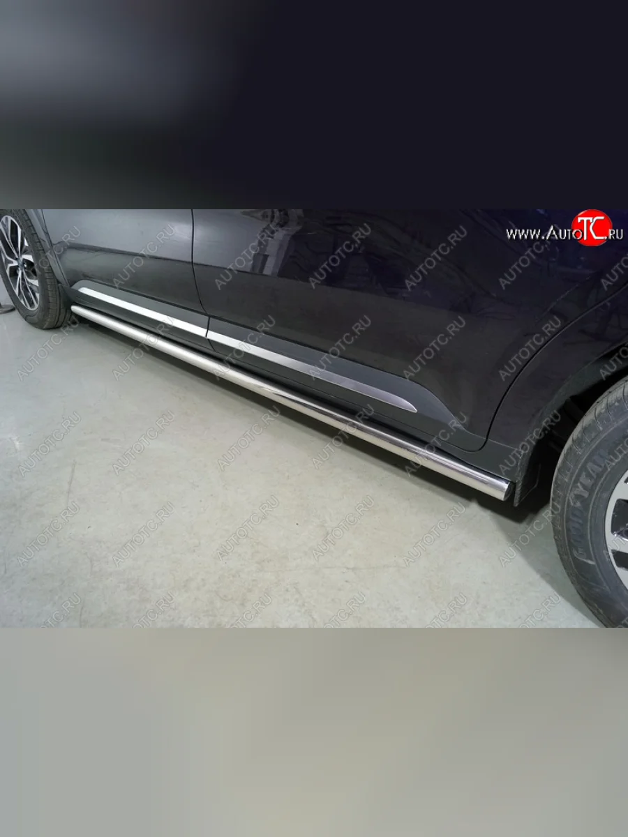 Защита порогов труба d60,3 мм ТСС Тюнинг KIA Carnival KA4 минивэн дорестайлинг (2020-2023) (серые)  с доставкой в г. Керчь