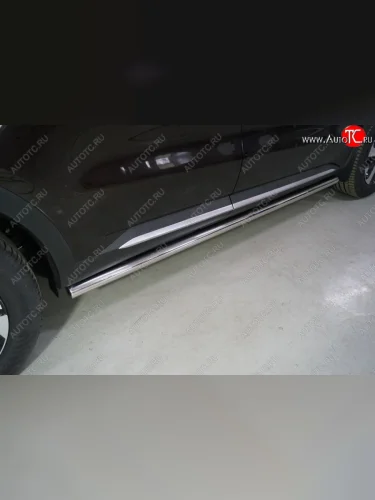 Защита порогов труба d60,3 мм ТСС Тюнинг (серые) KIA Sorento MQ4 (2020-2022)