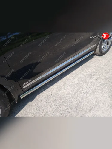 Защита порогов труба d60,3 мм ТСС Тюнинг (серые) KIA Sorento UM/Prime рестайлинг (2018-2020)