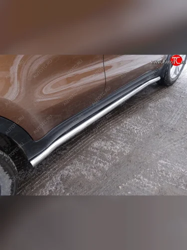 Защита порогов труба d60,3 мм ТСС Тюнинг (серые) KIA Sportage  4 QL (2016-2018) дорестайлинг