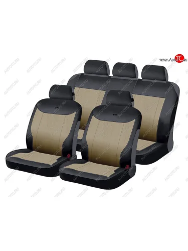 Универсальные чехлы сидений (майка, 4 предм., полиэстер) Solo CARFASHION (бежево-черный) Renault Kaptur дорестайлинг (2016-2020)